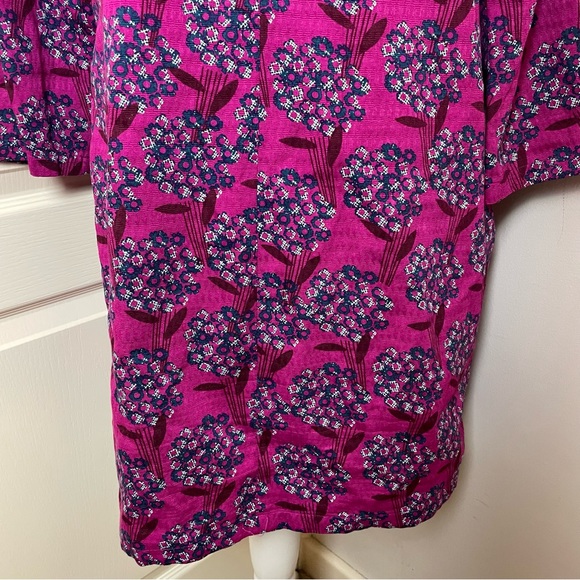 White Stuff Size 16 100% Cotton Perfect Pink Purple Vocal Floral Tunic ¾ sleeve - Picture 10 of 15